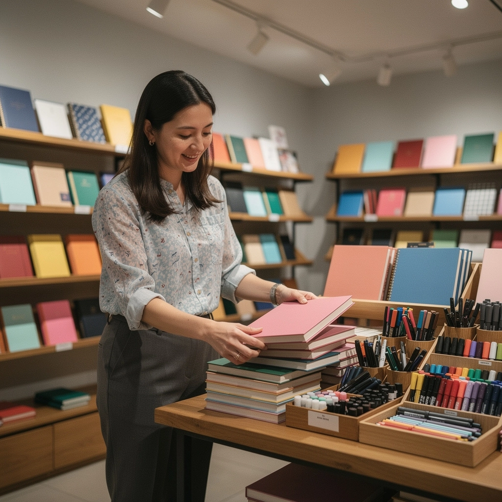 文房具の使い方やヒントを紹介するポップな掲示板